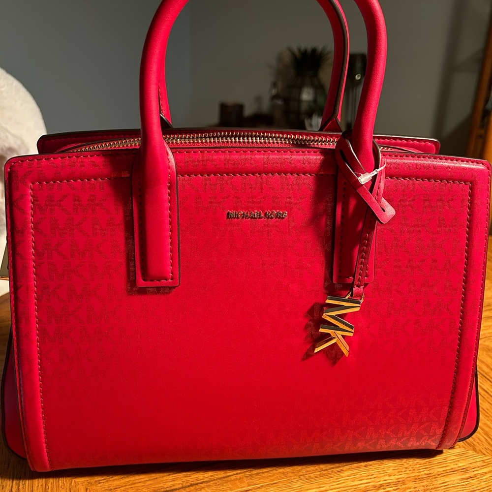 New Michael Kors Cherry Red Satchel - Picture 2 of 15